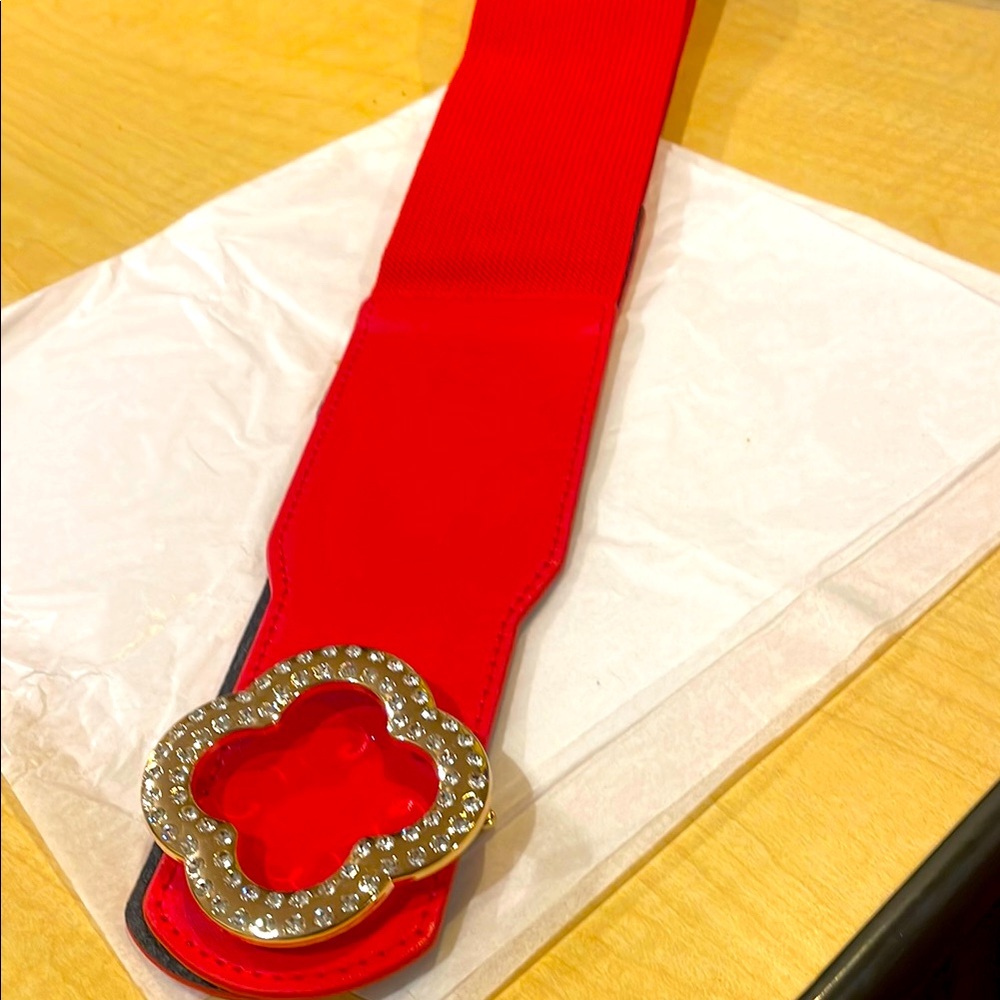 Elegant Red Belt with Gold Accents